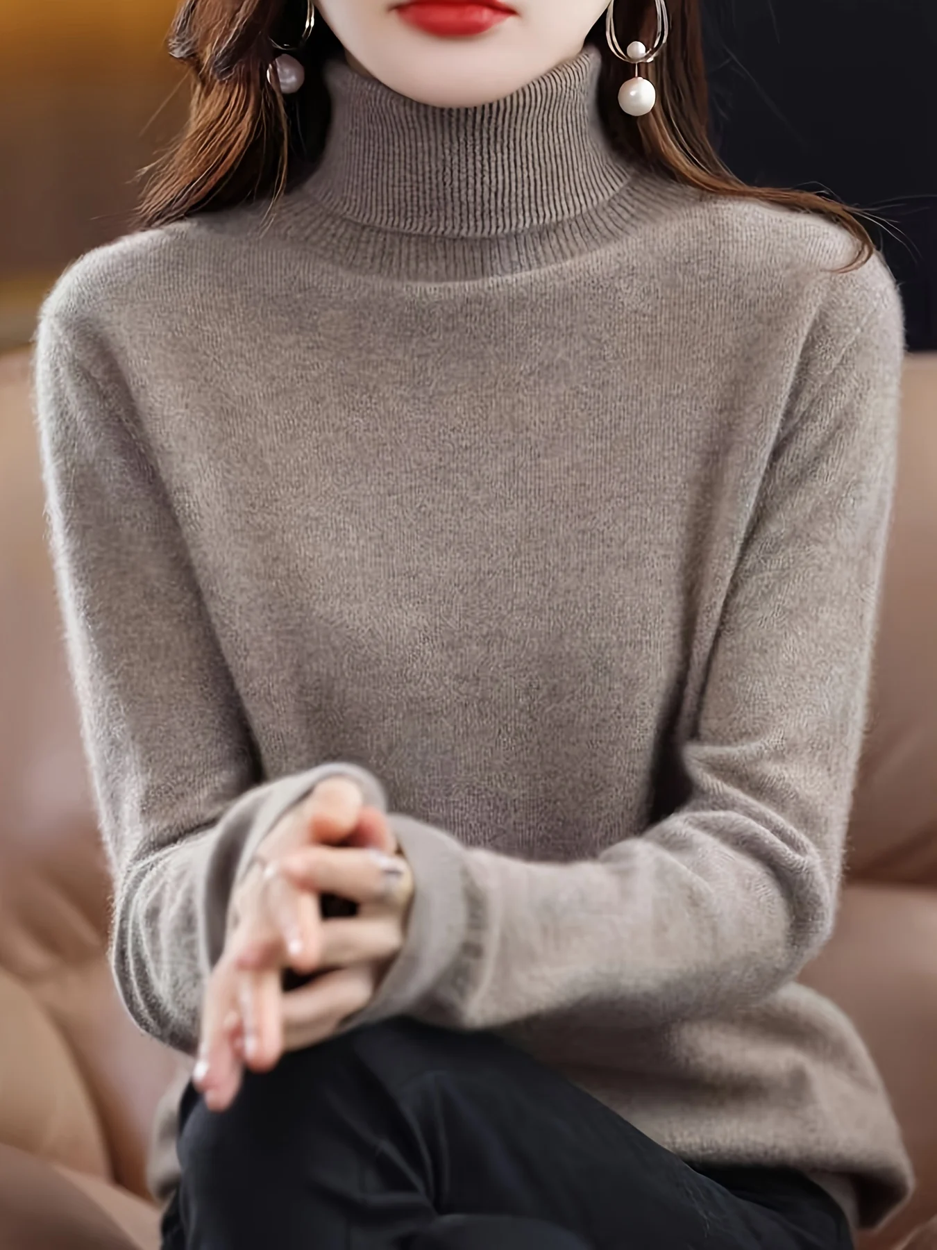 Finely New Style Fashionable Lapel Solid Color Loose Fit Casual Sweater Base Layer Knitwear - 图片 5