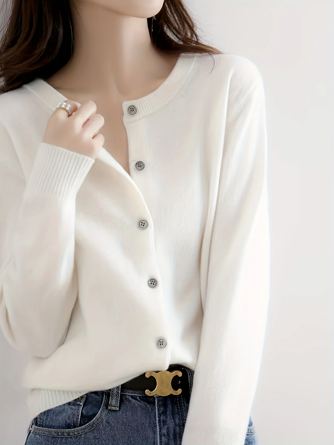 New Fine-Spun Cardigan for Women, a Light And Sweet Outer Layer, Loose-Fitting with Long Sleeves - 图片 13