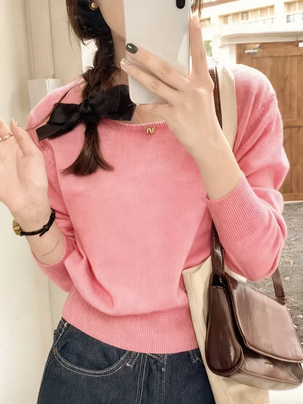 Fine New Round Neck Sweater Designer Niche Cropped Top - 图片 15